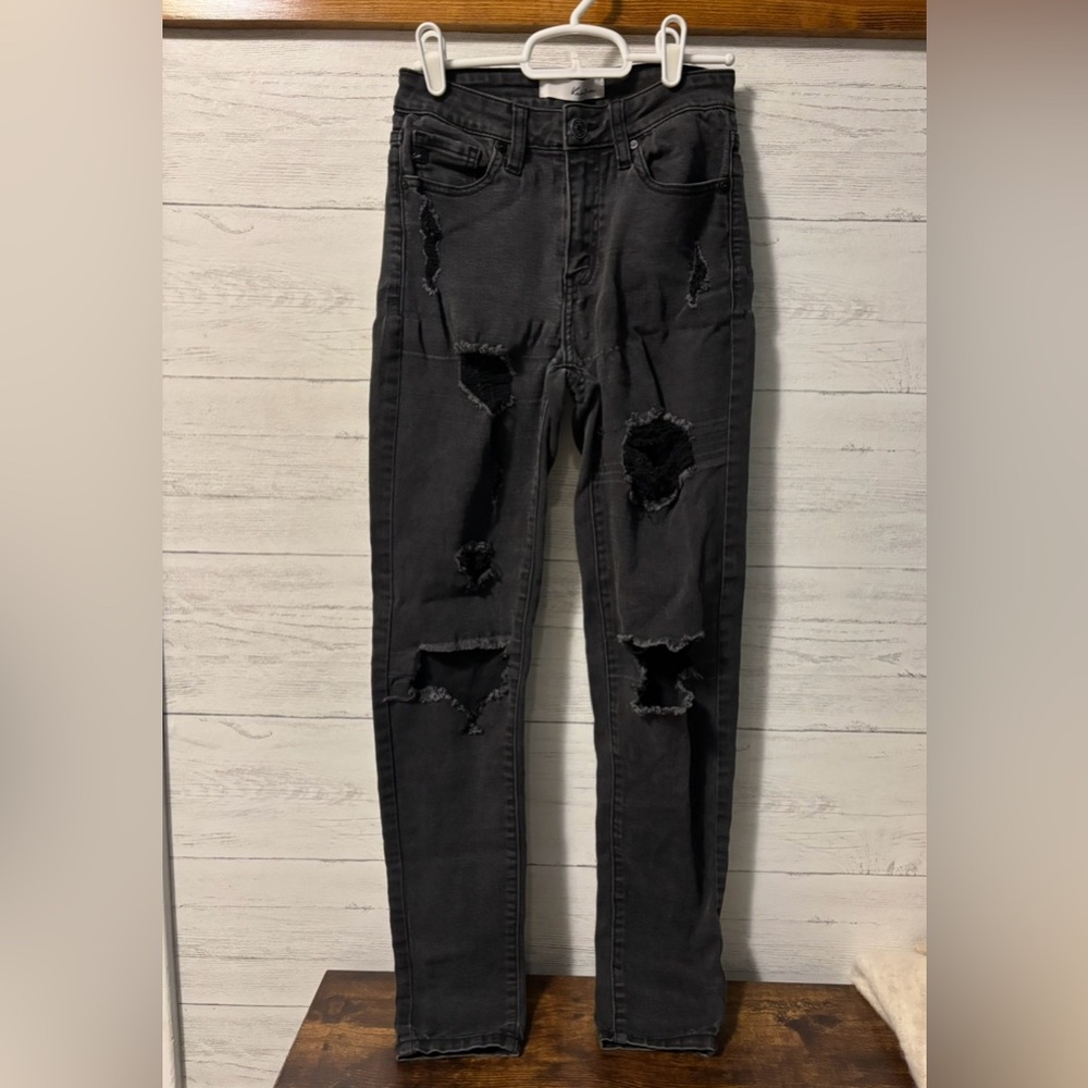 KanCan Black Distressed Skinny Jeans Size 3/25 High Rise Stretch